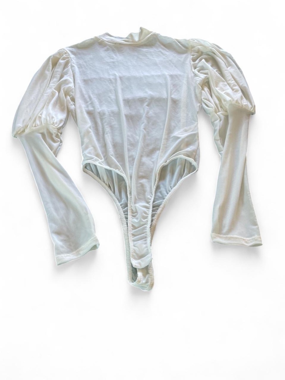 Fashion Nova White Long Sleeve Sheer Bodysuit